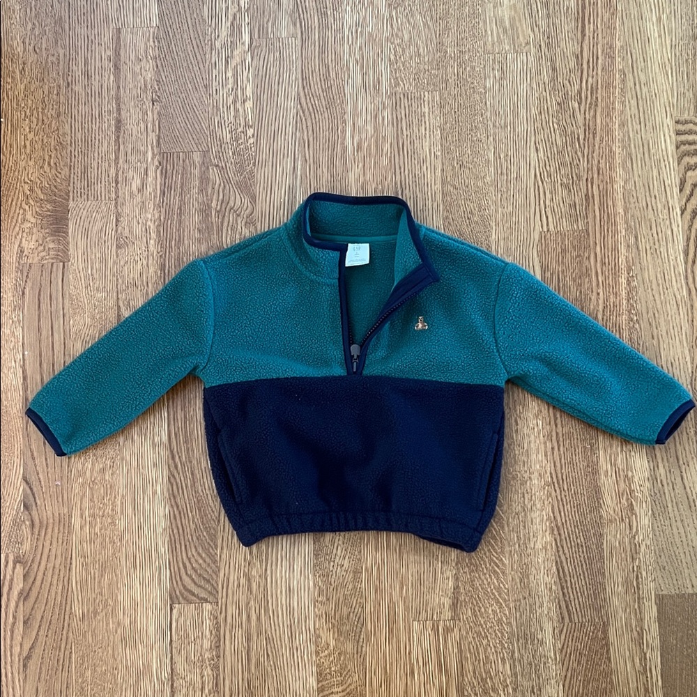 GAP Kids Teal and Navy Half-Zip Sweater
